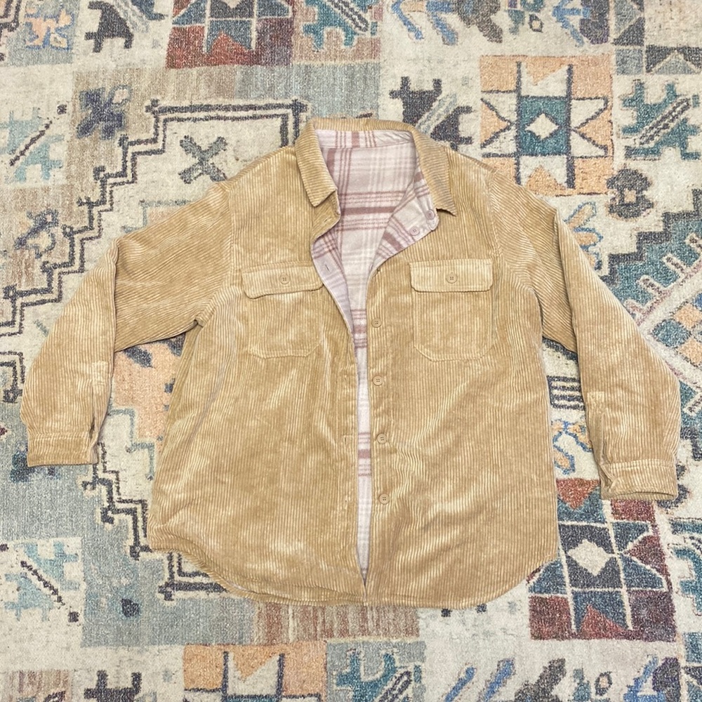 lane tree REVERSIBLE button up shacket